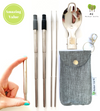 Collapsible Straw and Foldable Spork Kit + Optional Foldable Knife
